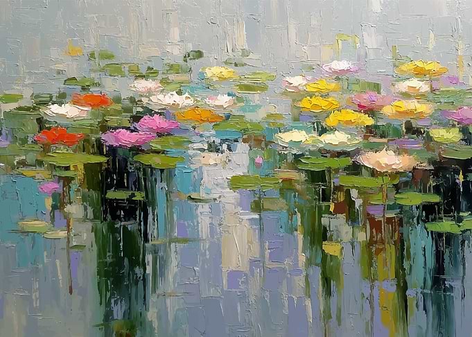Impressionist Water Lilies Painting