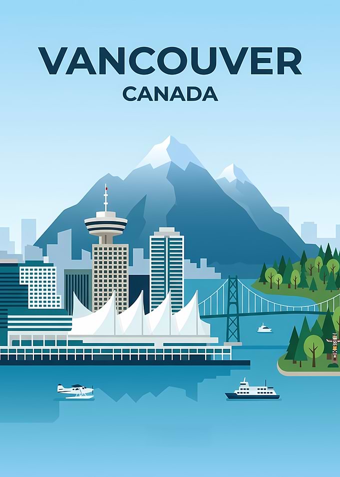 Vancouver Canada Skyline Illustration