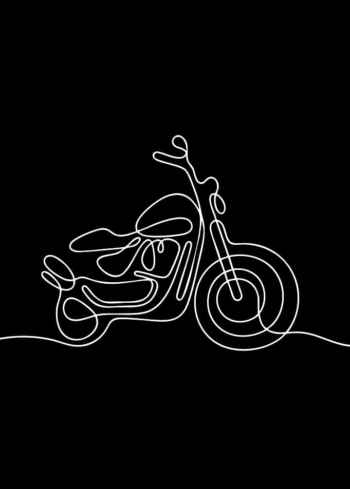 Minimalist Motorcycle Line Art