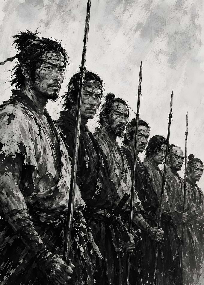 Group of Samurai Warriors with Spears