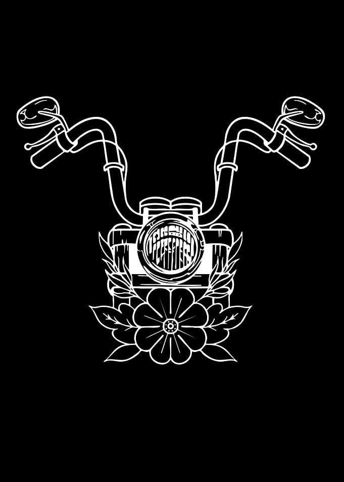 Motorcycle Handlebars with Floral Design