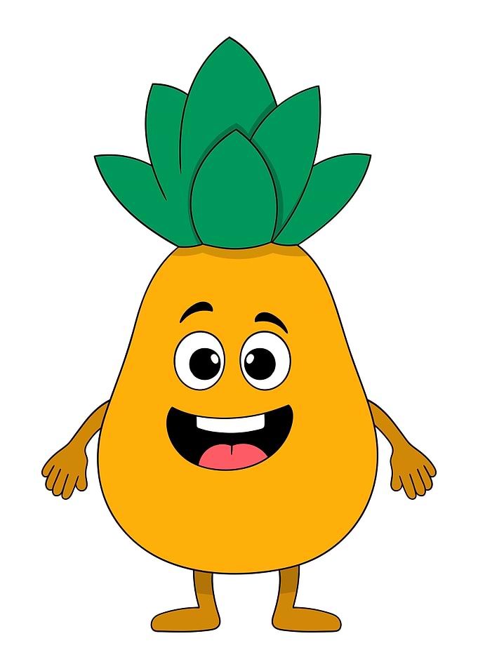 Happy Cartoon Pineapple Character