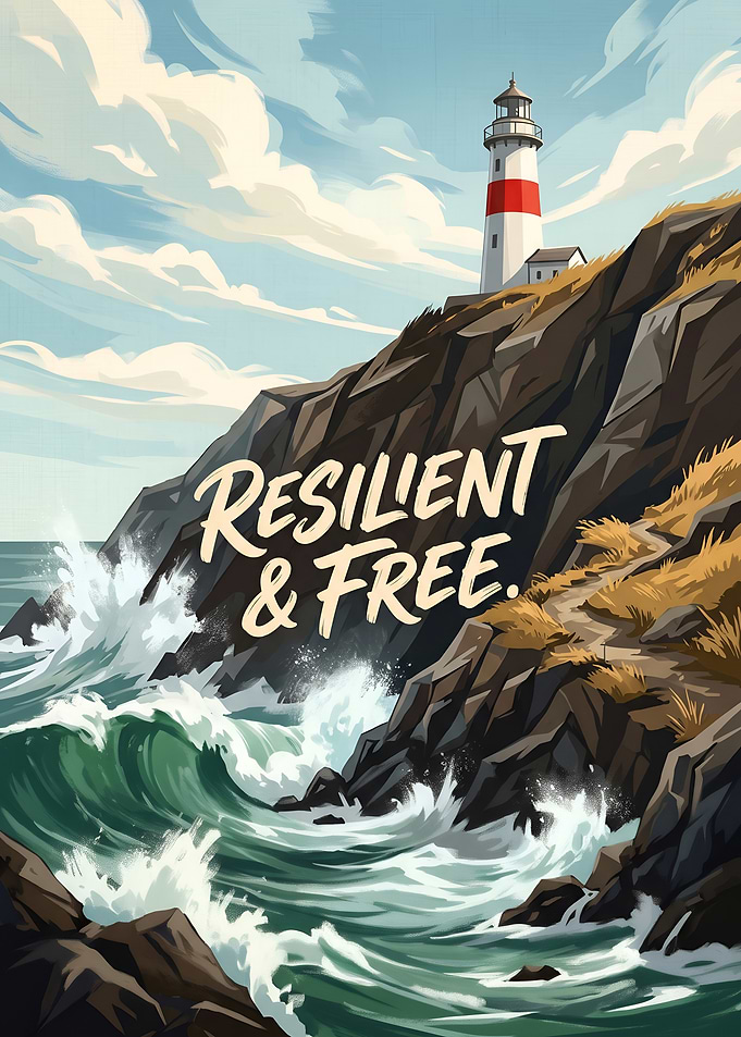 Resilient and Free Lighthouse on the Cliff