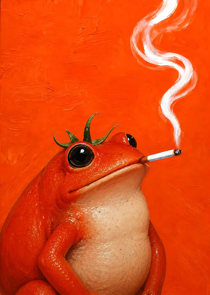 Tomato Frog Smoking a Cigarette
