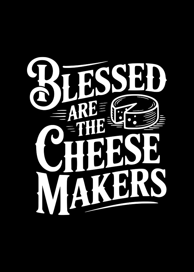 Blessed are the cheesemakers text art