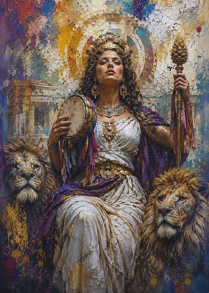 Goddess Cybele with Lions and Scepter