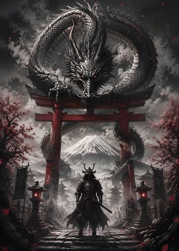 Samurai Dragon Mount Fuji