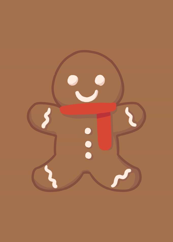 Cute Gingerbread Cookie – Festive Christmas Holiday Art | Cozy Winter Decor