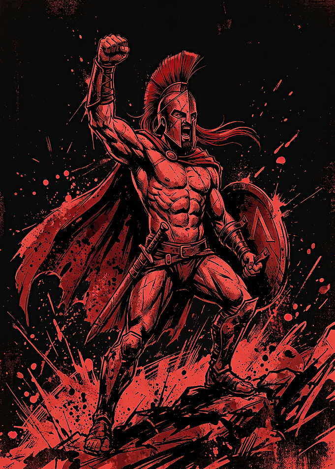 Spartan Warrior with Raised Fist