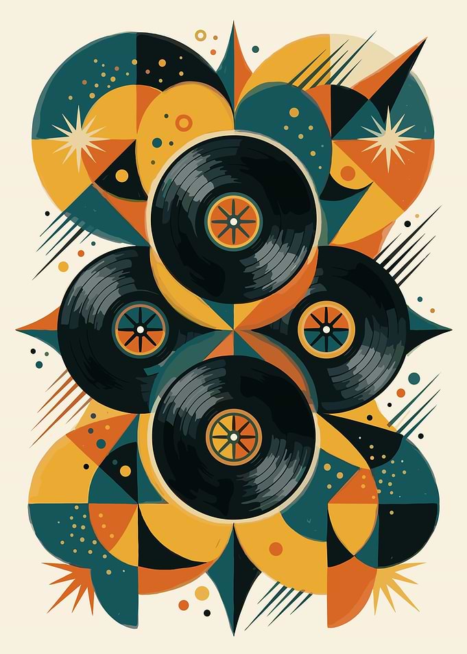 Retro Vinyl Records Abstract Art