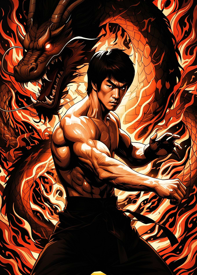 Bruce Lee and Dragon