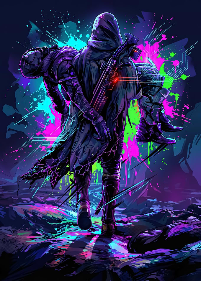 Cyberpunk Soldier Carrying Fallen Comrade
