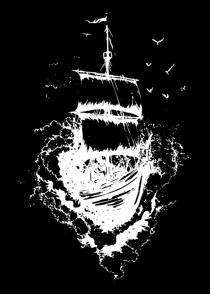 Sailing Ship in Stormy Seas