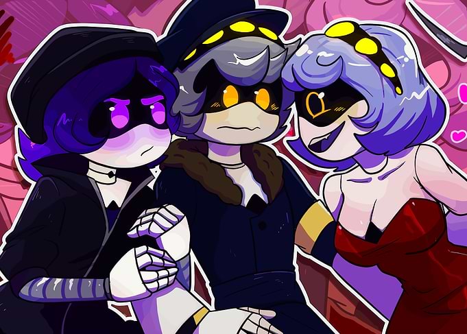 Murder Drones characters in a love triangle