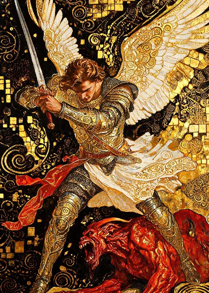 Archangel Michael Fighting a Demon