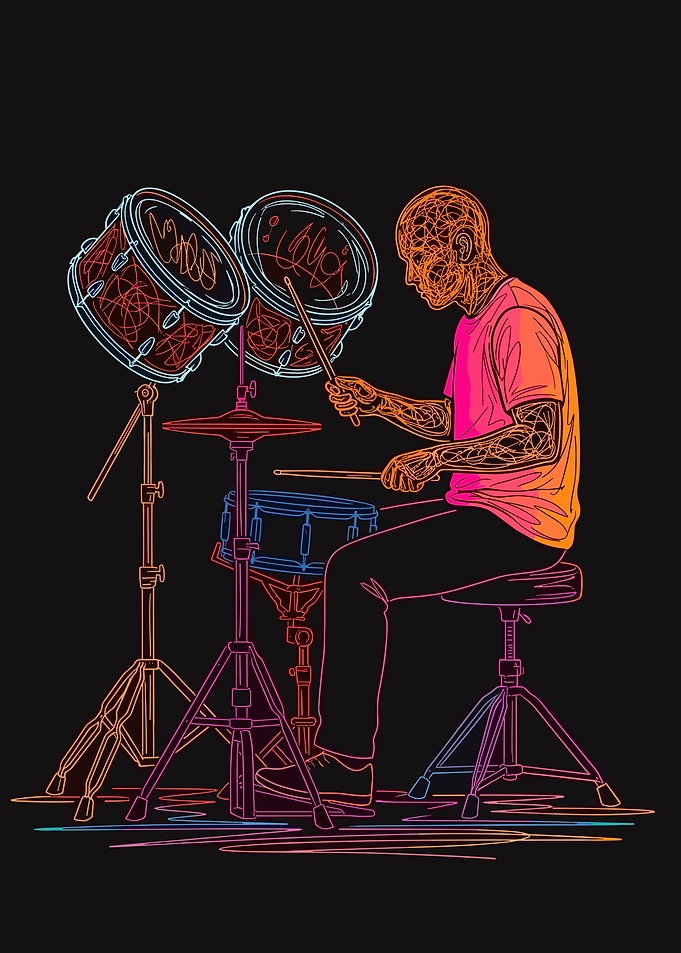 Drummer playing a drum set