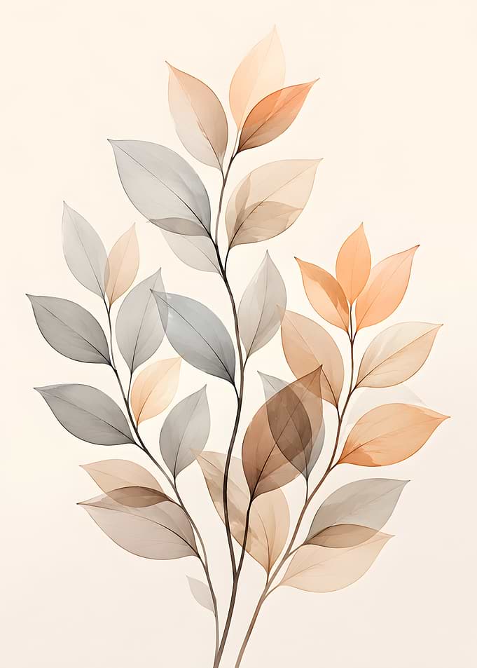 Watercolor botanical illustration of leaves