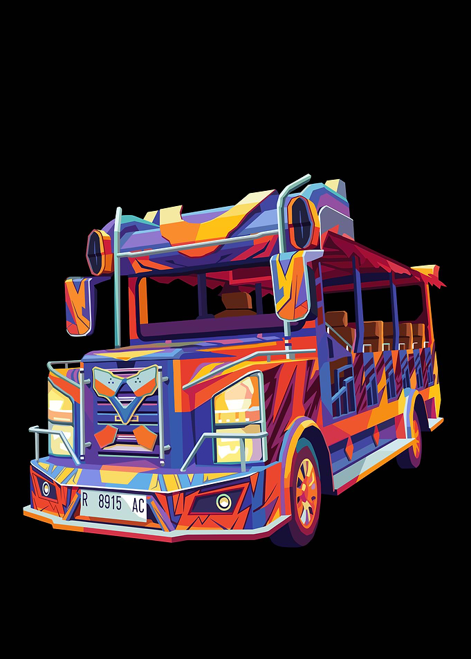 Colorful Jeepney with Abstract Design