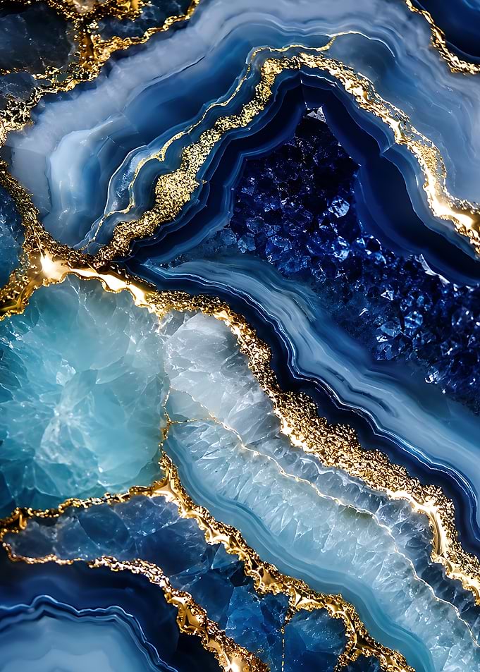 Navy Blue Agate with Gold Veins Geode Texture