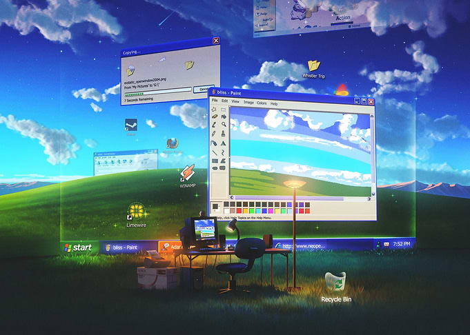 Windows XP Desktop with Paint