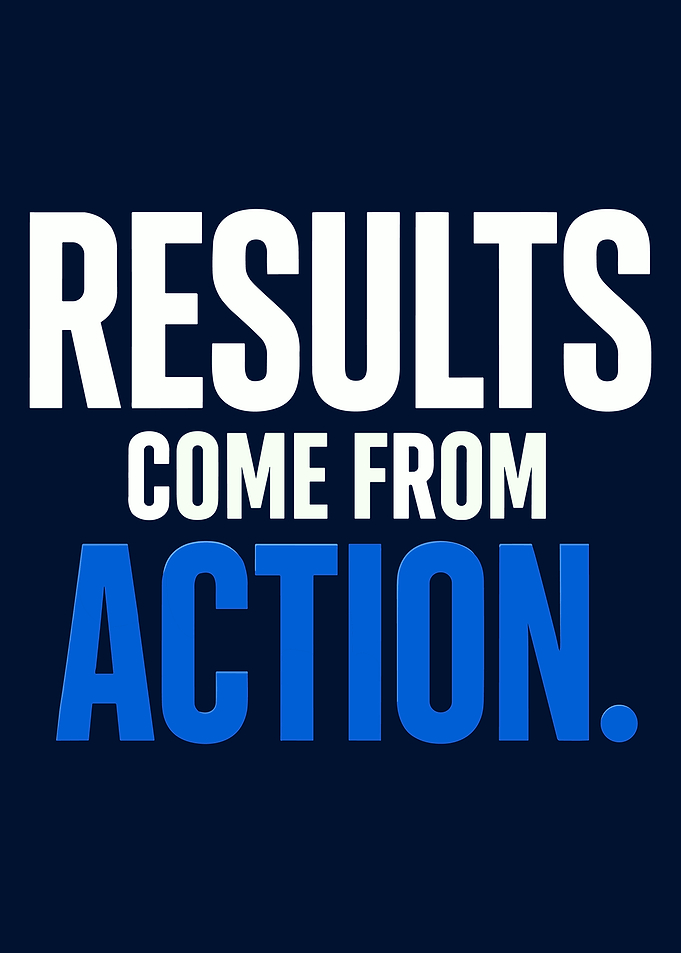 Results Come From Action Motivational Quote Poster Modern Typography Wall Art