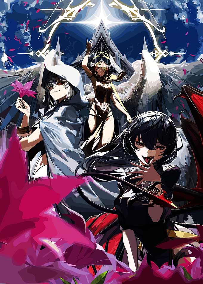 Anime Characters with Wings and Flowers