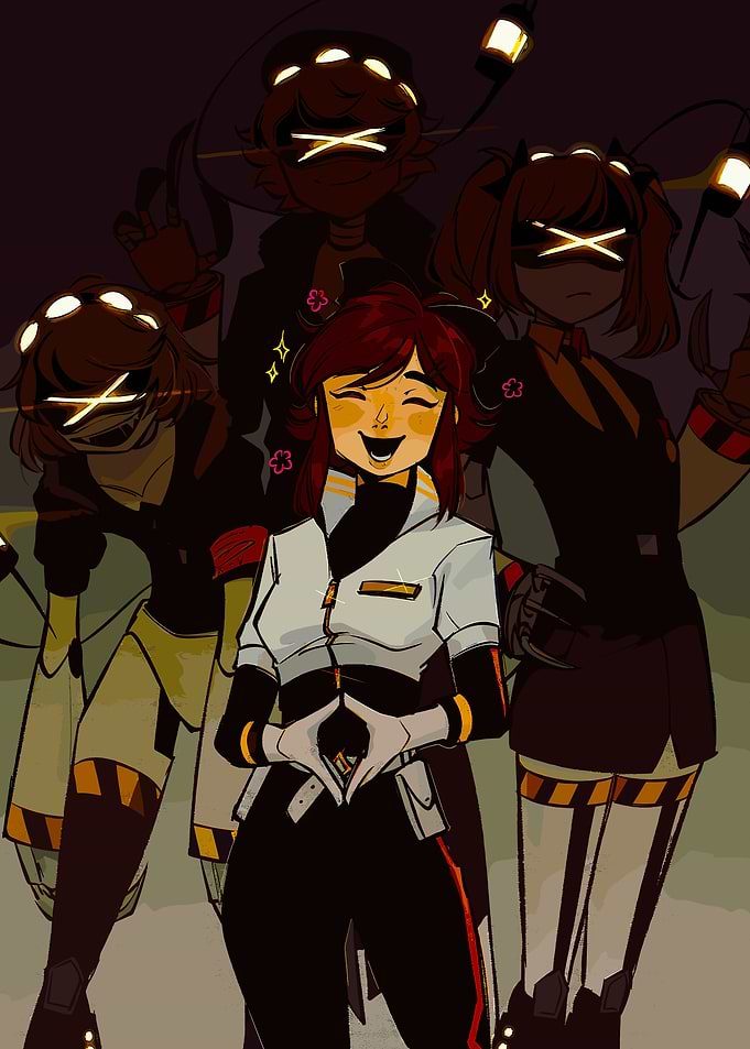 Anime characters with glowing eyes