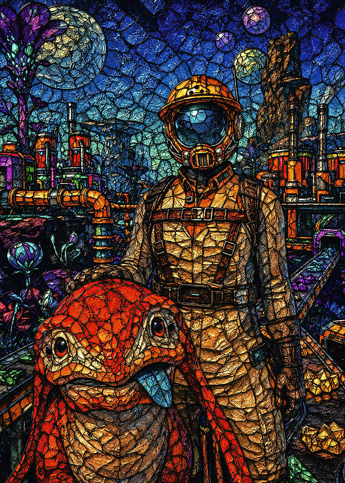Astronaut and Alien Creature