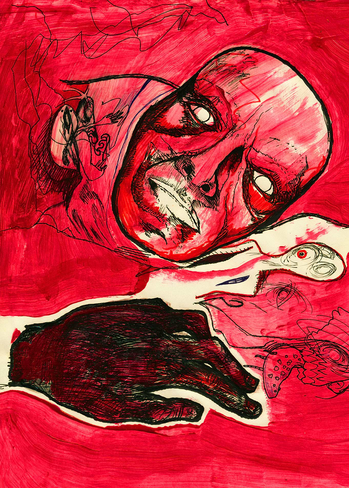 Disturbing Red Face and Hand