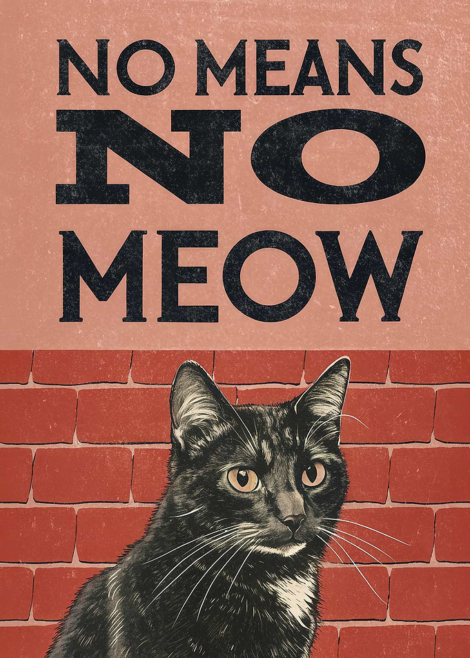 No Means No Cat Poster