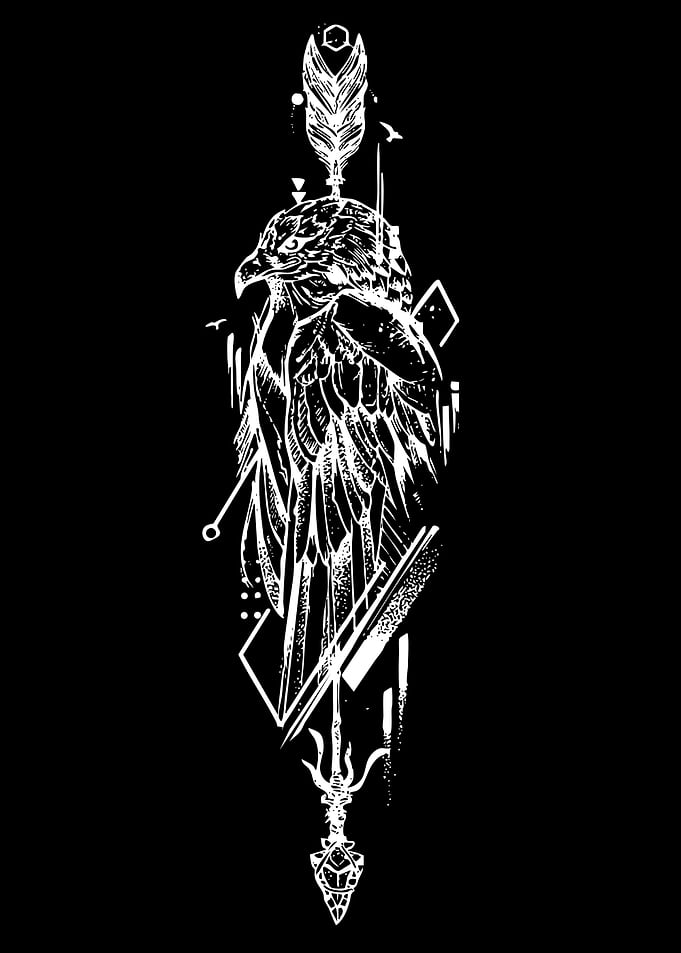Tribal Eagle and Arrowhead Tattoo Design