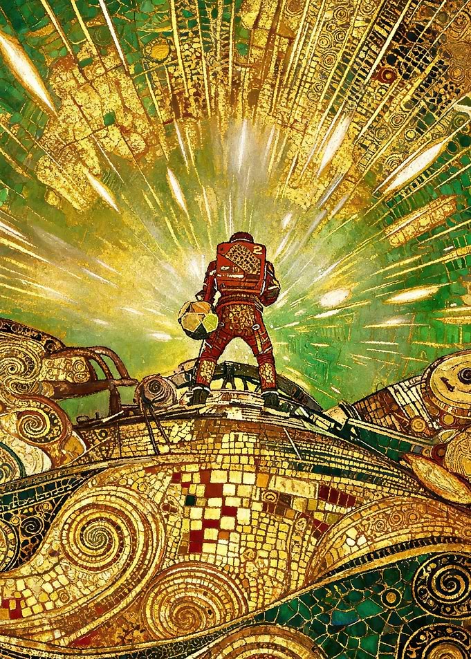 Astronaut on a mosaic planet