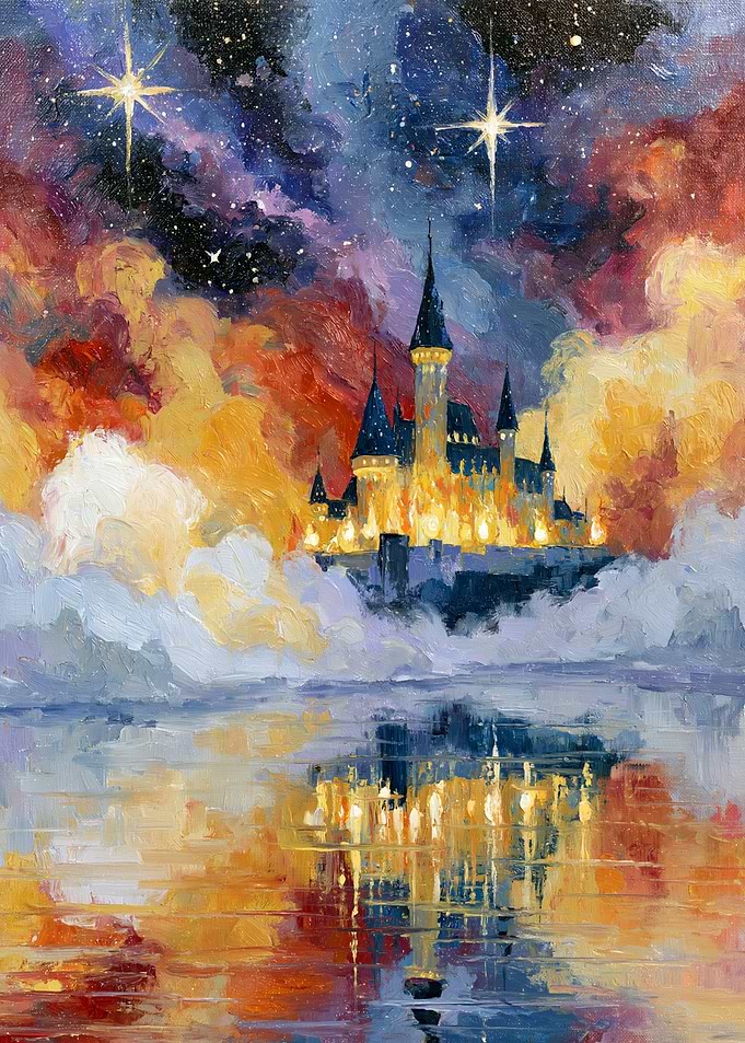 Fantasy Castle in Starry Sky
