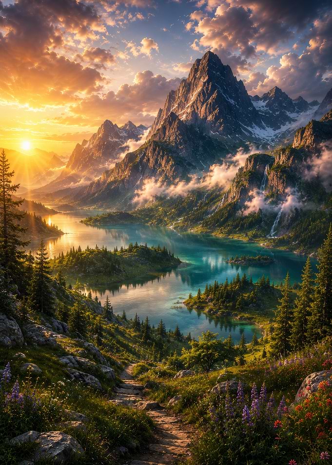 Majestic Mountain Lake Sunrise