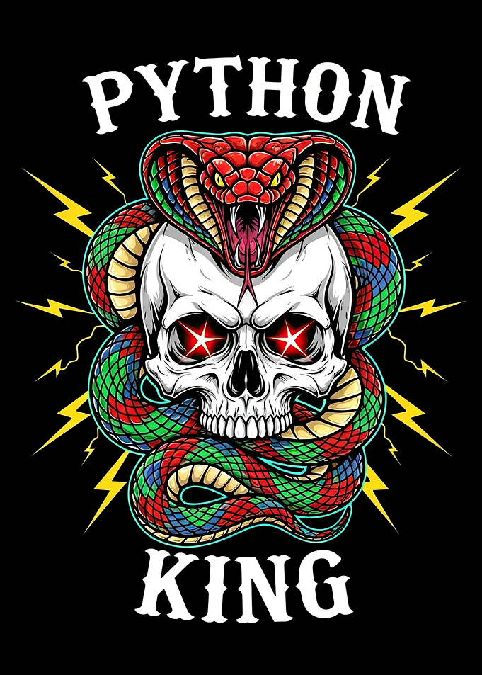 Python King Skull and Snake