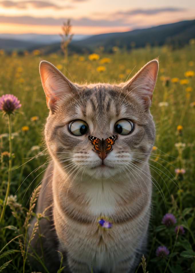 Cat with Butterfly on Nose