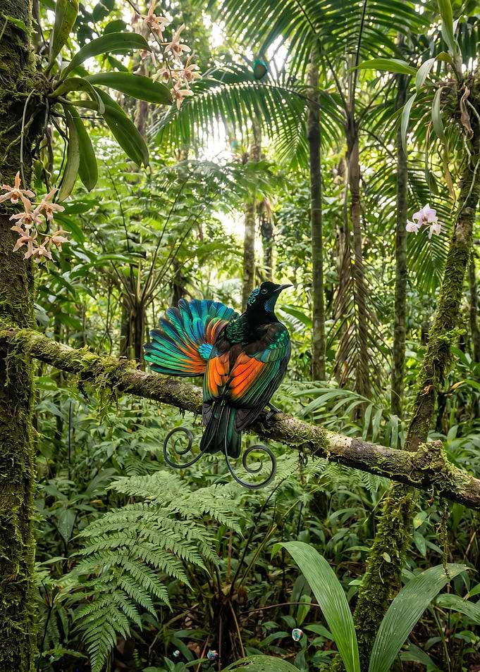 Bird of Paradise in Rainforest