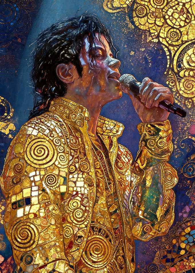 Michael Jackson in a golden jacket