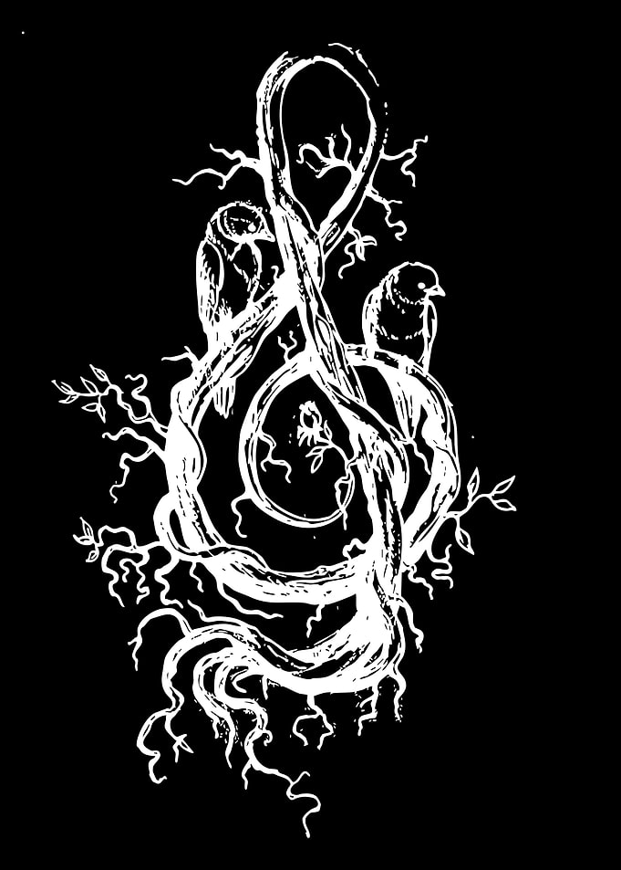 Treble Clef with Birds and Branches