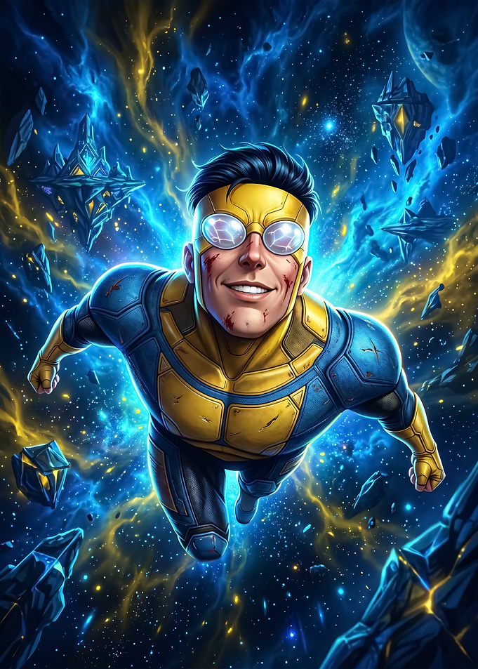 Invincible Flying Through Space