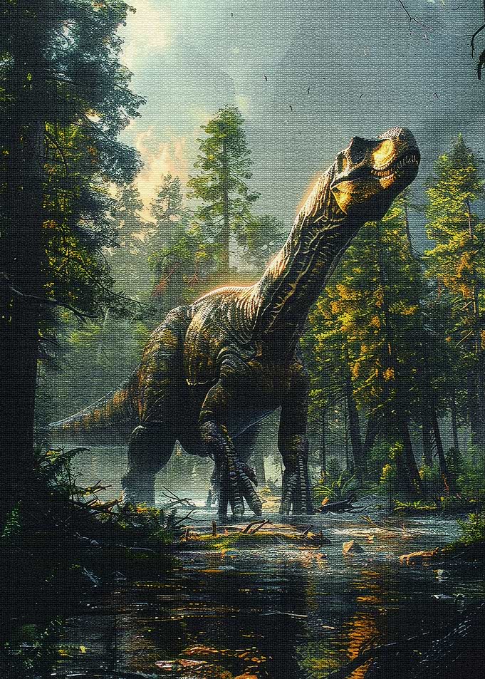 Dinosaur in a Lush Forest