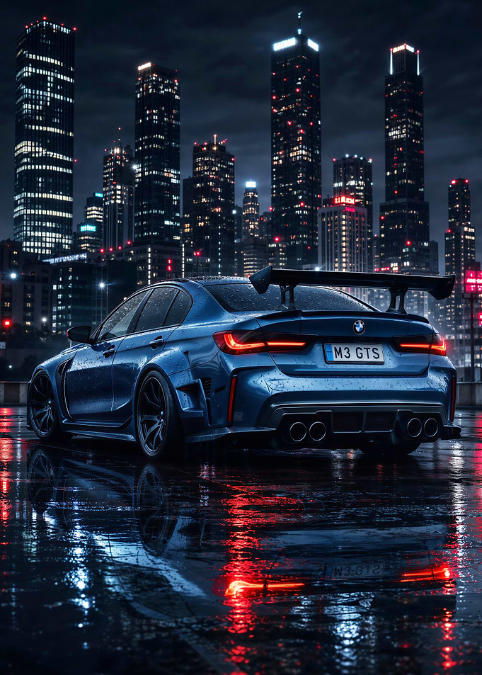 Blue M3 GTS in Rainy City