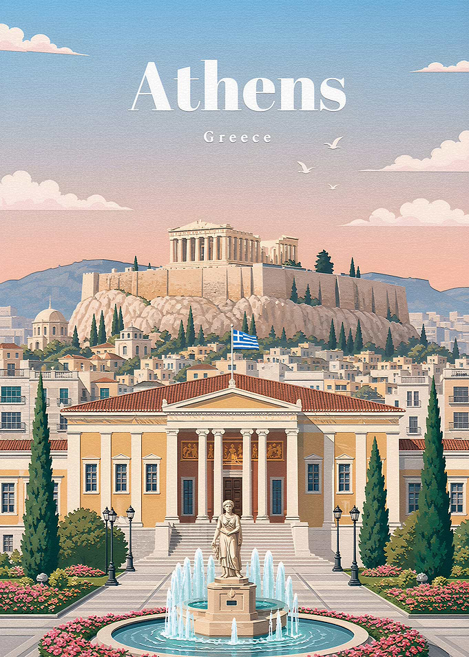 Athens Travel Poster