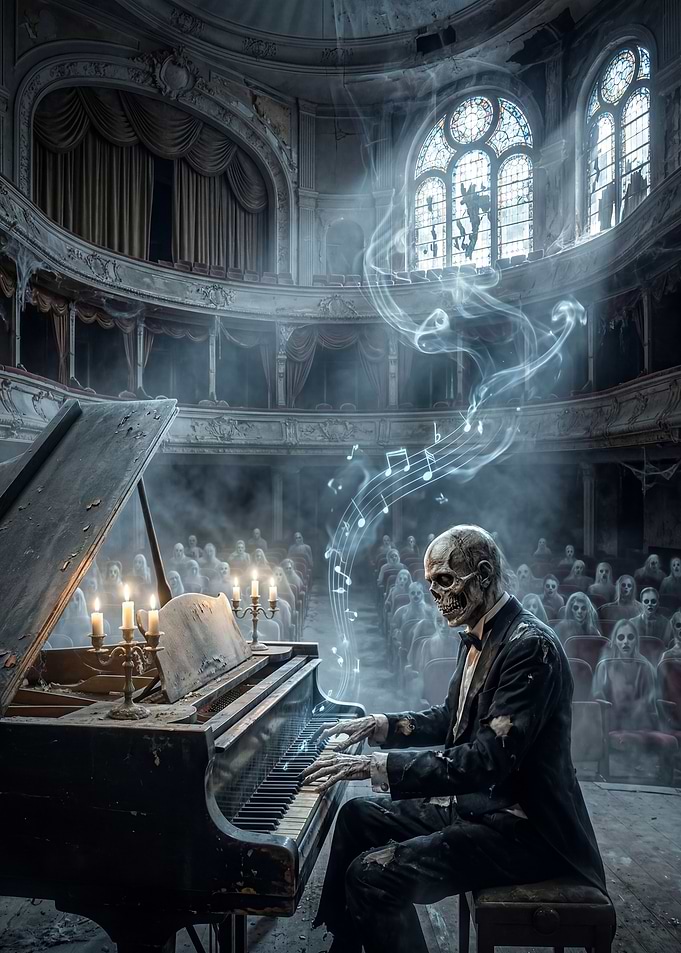 Zombie Pianist in Abandoned Theater