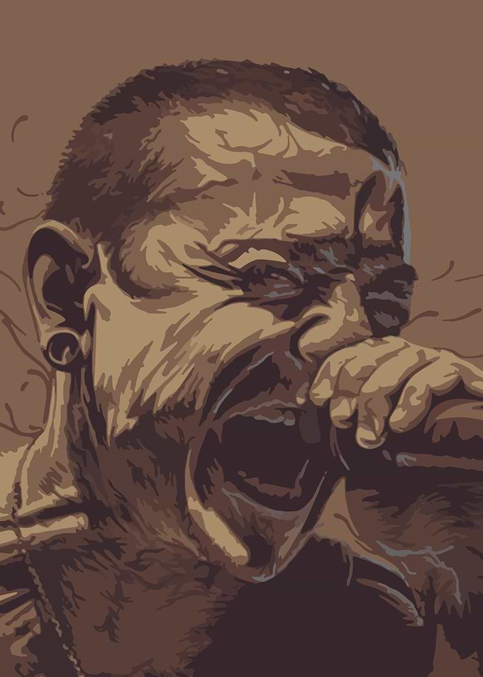 Chester Bennington Screaming into Microphone