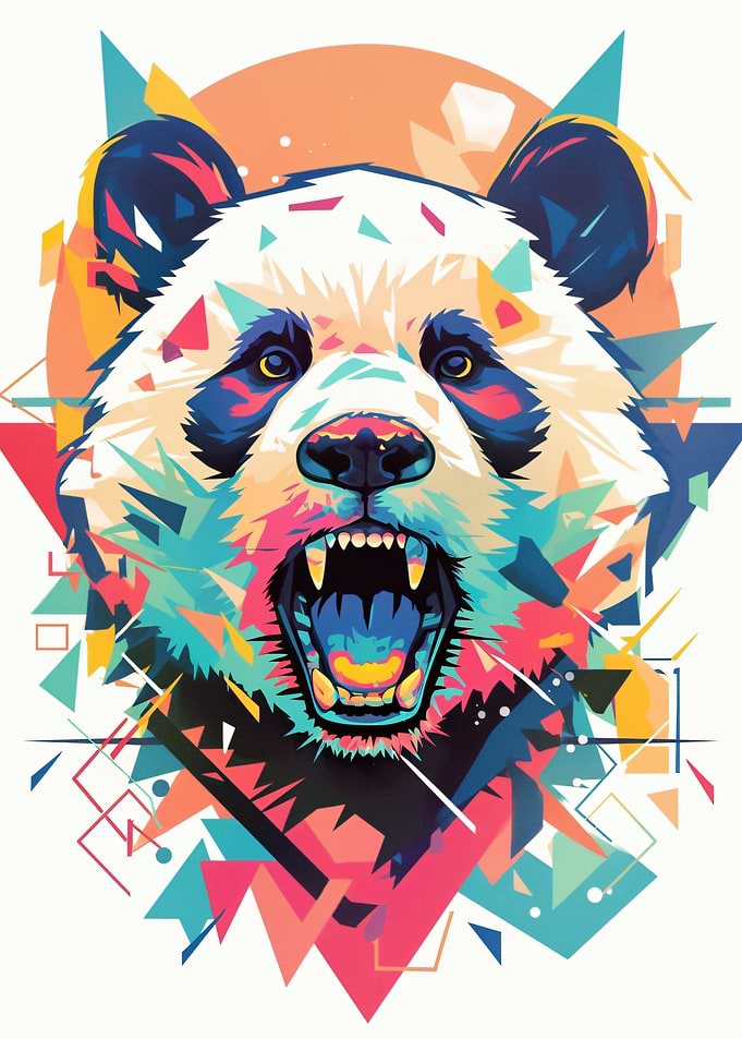 Aggressive Panda Pop Art