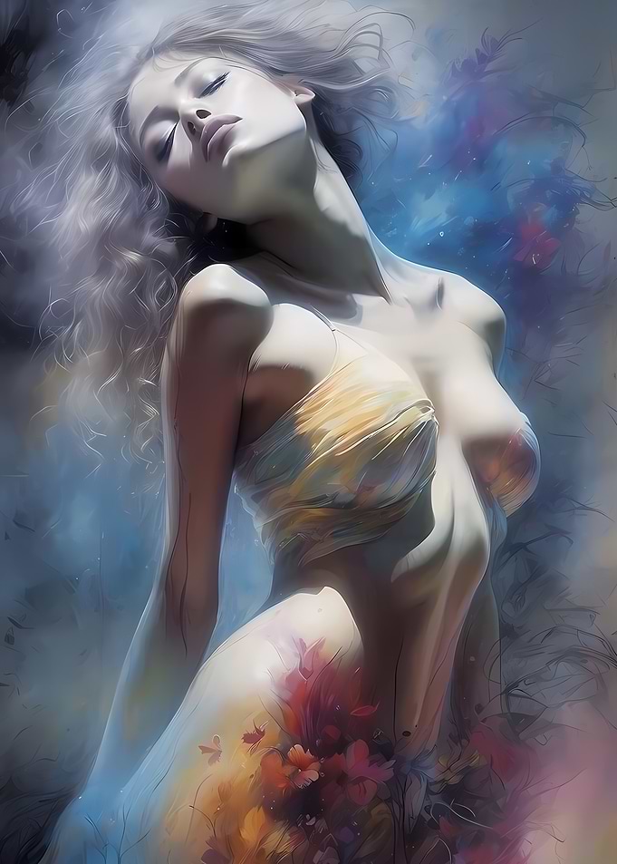 Ethereal Woman with Flowers