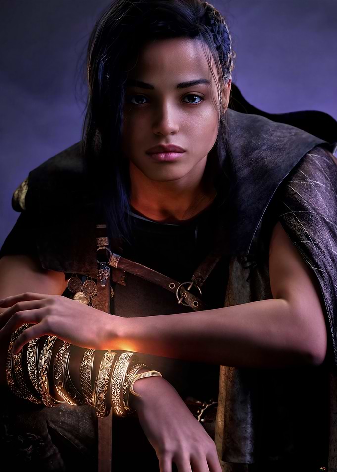 Young Woman with Ornate Armbands