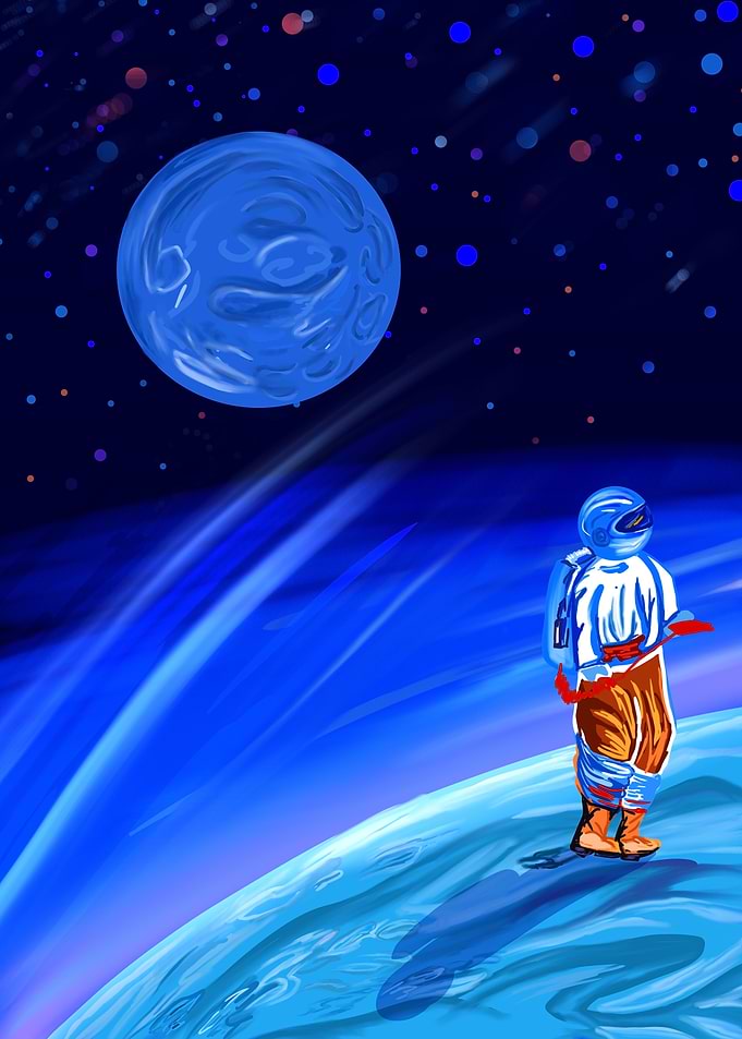 Astronaut in blue moon