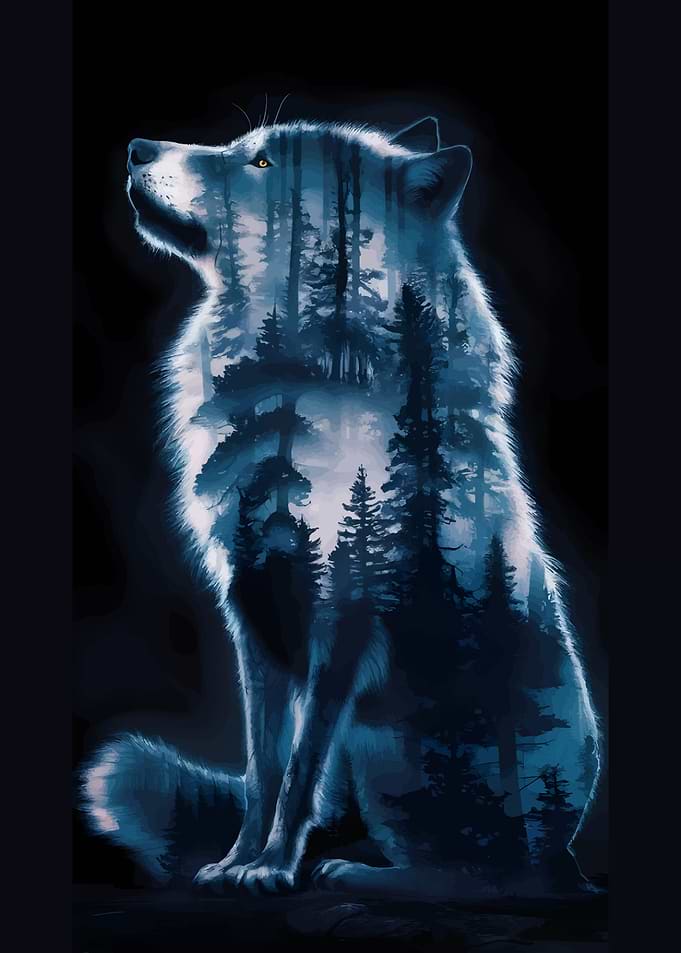 Wolf Forest Double Exposure